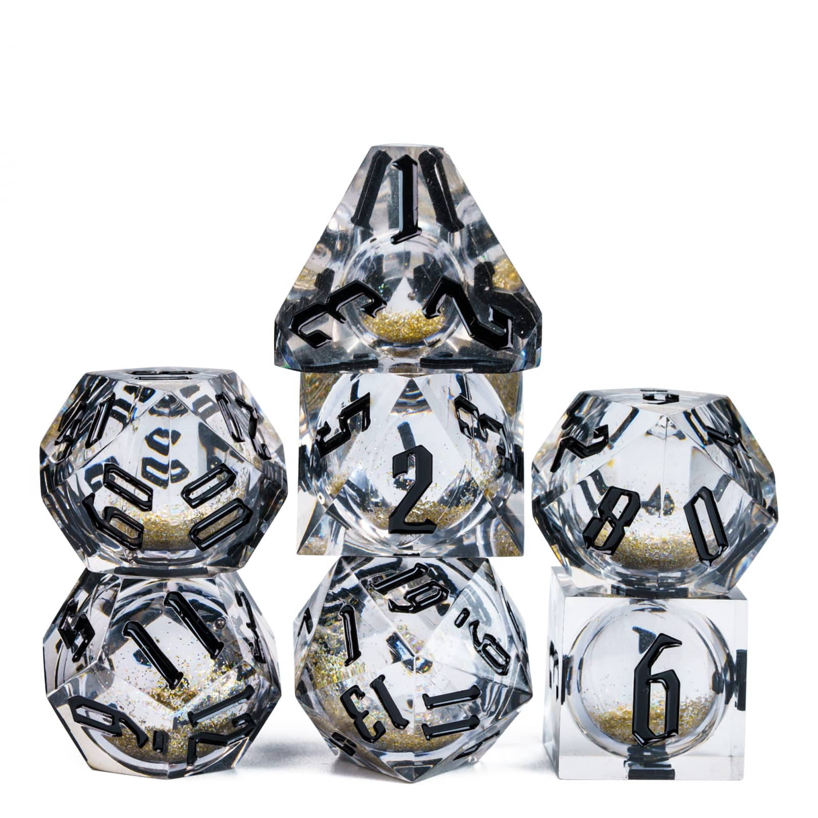 Cusdie Sharp Edges DND Dice, Liquid Core Quicksand Dice, 7 PCs D&D Dice, Handcrafted Polyhedral Dice Set, for TTRPG Role Playing Game Pathfinder