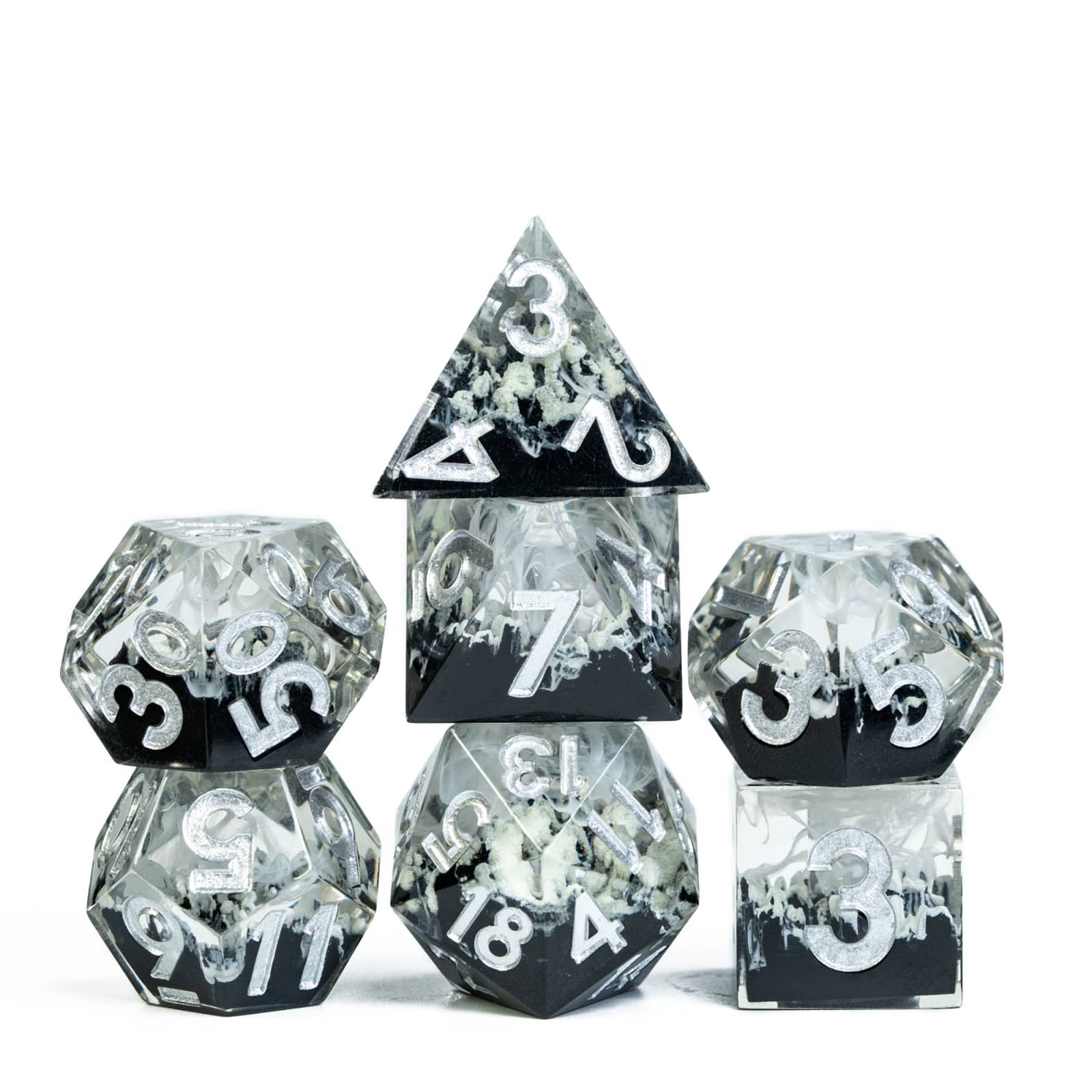 Cusdie Sharp Edges Dice DND, 7 PCs D&D Dice, Handcrafted Polyhedral Dice Set, for Role Playing Game MTG Pathfinder ( Four Seasons- Winter )