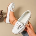 thumbnail image 1 of CushHide Women's Ballet Flats Slip On White with Metal Buckle and Tassel Comfortable Casual Dress Shoes Microfiber Leather Loafers for Work, 1 of 9