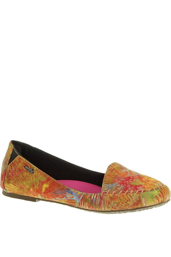 Women's Lamu Orange/Multi Canvas Flat Shoe - 6M
