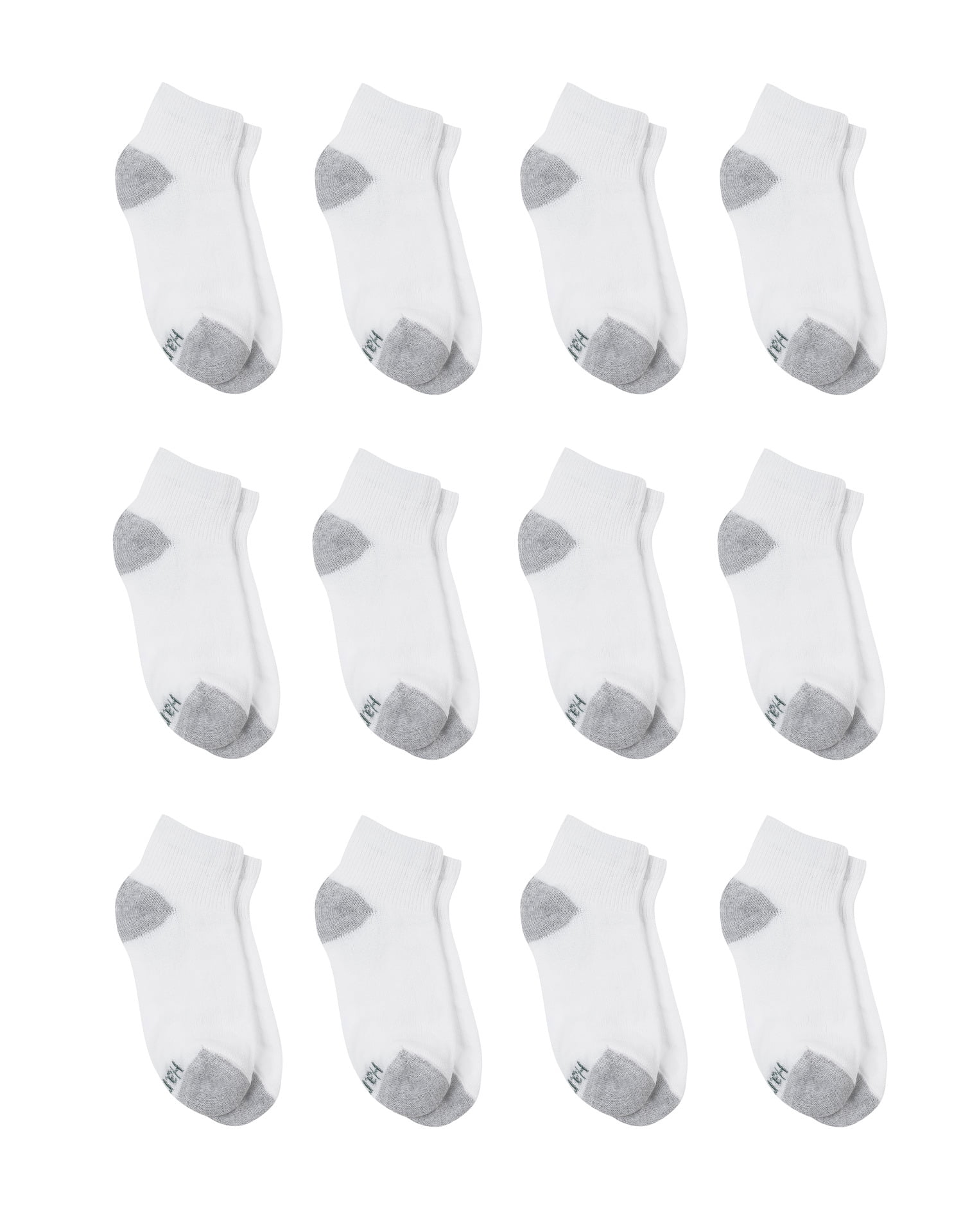 Hanes Boys Ankle Socks, 12 Pairs, Double Tough, Cushioned, Moisture-Wicking
