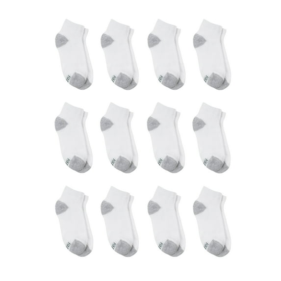 Hanes Boys Ankle Socks, 12 Pairs, Double Tough, Cushioned, Moisture-Wicking