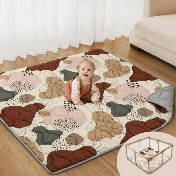 Cushion,Baby Play Mat 43x43 Infant Play Mat For Playpen Thicken Cushioned Baby Mat For Floor Non Slip Kids Play Mat Washable Baby Playmat For Babies Toddlers Boho Baby Crawling M