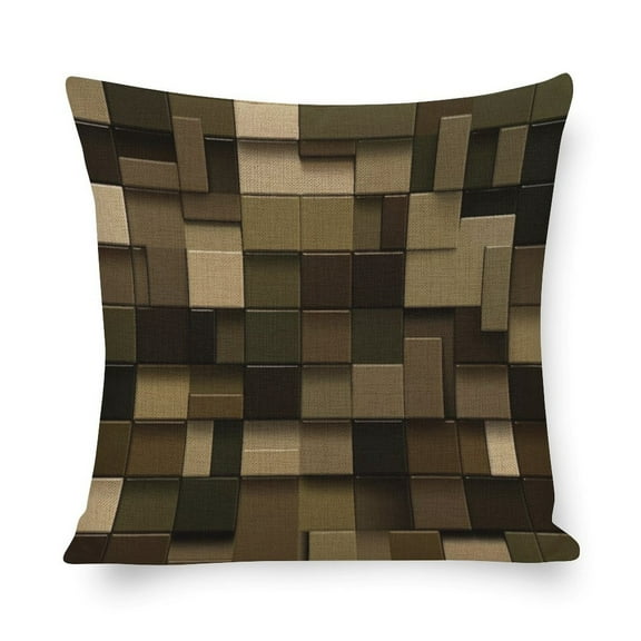 Cushion Case Trendy Taupe Dark Brown Olive Green Block Outdoor Square Pillow Cushion Cases Mid Century Modern Couch Pillows 18"x18" Couch Pillows for Iiving Room