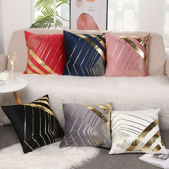 Cushion Cases Decorative Gold Foil Geometric Pattern Throw Pillow Covers for Modern homes Couch Sofa Bedroom Living Room
