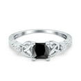 thumbnail image 1 of Cushion Celtic Art Deco Ring Black CZ 925 Sterling Silver Size 10, 1 of 6