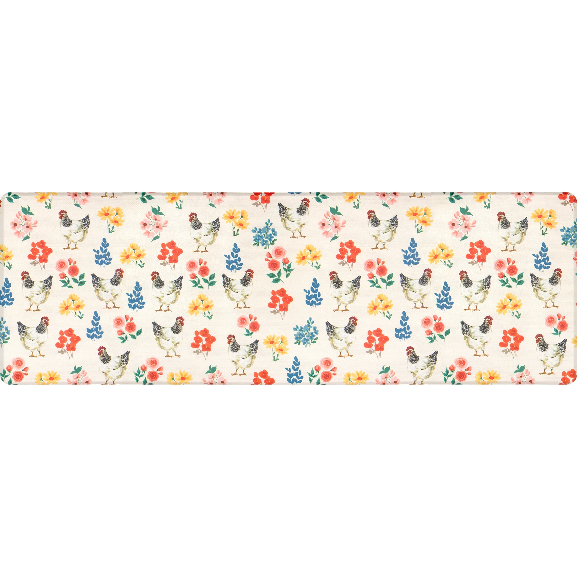 Apache Mills Cushion Comfort Multi-Color Folk Art Chickens Kitchen Anti-Fatigue Mat, 20" x 60"