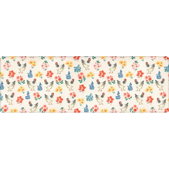Apache Mills Cushion Comfort Multi-Color Folk Art Chickens Kitchen Anti-Fatigue Mat, 20" x 60"