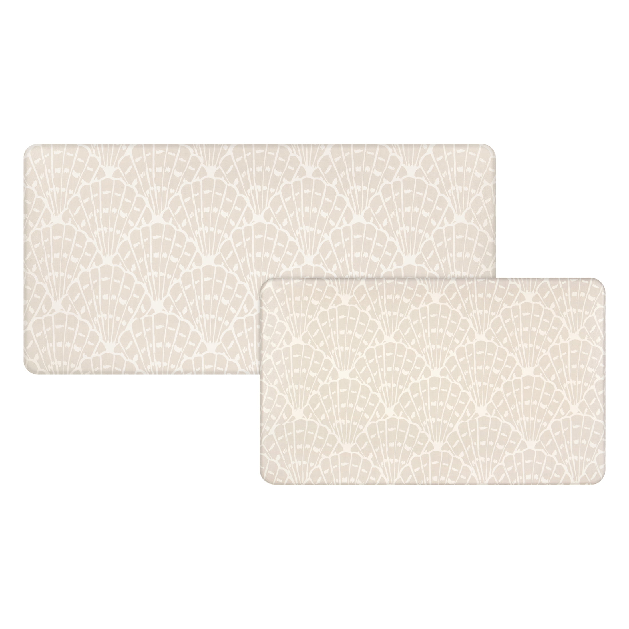Apache Mills Cushion Comfort Sanibel Sea Shells in Papyrus Beige Kitchen Anti-Fatigue Mat, 18" x 30" & 20" x 41", 2 pack