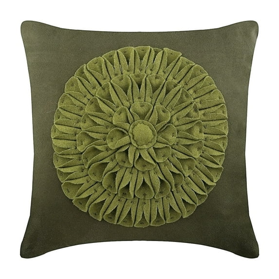 Cushion Cover, 22x22 inch (55x55 cm) Throw Pillow Cover, Green Pillow Cases, Dahlia Flower Floral Theme Pillows Cover, Faux Suede Square Pillows Cover, Floral Modern - Green Dahlia