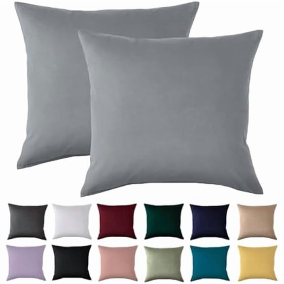 Cushion Cover 80 x 80 cm, Set of 2 - Pillowcase 80 x 80 cm Grey for Pillows, 100% Microfibre Cushion Cover, Non-Iron and Wrinkle-Free with Zip