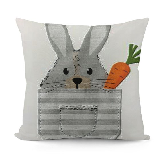 Cushion Cover Cartoon Clouds Rain Piggy Rabbit Pattern Polyester Throw Cushion Cover . Home Decoration (Grey Rabbit)