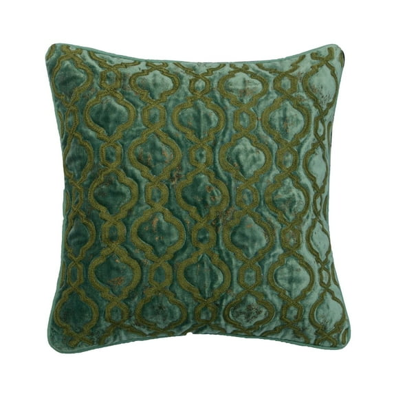 Cushion Cover For Couch, Decorative Blue 14"x14" (35x35 cm) Throw Pillows For Couch, Velvet Bouclet Embroidery, Foil & Quilted Cushion Cover, Geometric Pattern Art Deco - Deco Dance