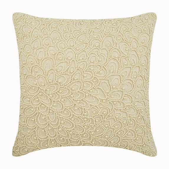 Cushion Cover For Couch, Decorative Ecru Cushion Cover&nbsp;Home Decor 16x16 inch (40x40 cm), Linen Accent Throw&nbsp;Pillows, Nature & Floral, Pearl, Contemporary Pillow Cover&nbsp; - Pearl Haven