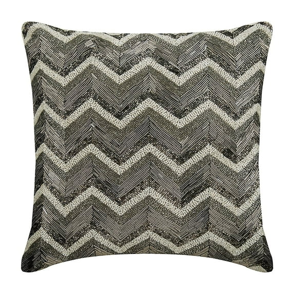 Cushion Cover, Couch Pillow case, Decorative Pillow Cover 14x14 inch (35x35 cm) Grey, Sequin or Bead Embroidery, Silk Throw Pillow Cover, Handmade Pillow Cover, Modern - Trellis Night