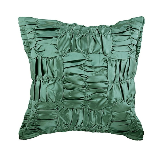Cushion Cover For Couch, Teal Blue Designer Pillow Covers 16x16 inch (40x40 cm), Satin Cushion Cover, Solid Color, Ruched, Textured, Contemporary Pillow Covers - Dreamy Teal