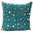 thumbnail image 1 of Cushion Cover For Couch, Turquoise Blue European Shams 26x26 inch (65x65 cm), Velvet Euro Pillow Shams, Circles & Dots, Mirror, Contemporary Euro Size Pillowcases - Aqua Reflections, 1 of 4