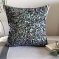 thumbnail image 1 of Cushion Cover Custom, Decorative Blue 12"x12" (30x30 cm) Throw Pillow Cover For Sofa, Silk Sequins & Peacock Pillowcase With Zipper, Abstract Pattern Modern Style - Dazzling Flora, 1 of 11