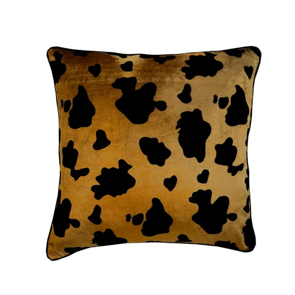 Cushion Cover Custom, Decorative Gold Euro Size Pillow Shams 26x26 inch (65x65 cm), Velvet European Pillow Shams, Animal Print, Animal Print Theme, Cow, Modern Euro Shams - Hello Cow