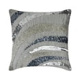 thumbnail image 1 of Cushion Cover Custom, Silver Bands - 12x12 Inches Decorative Throw Pillow Covers In Silk With Sequin & Bead Embroidery, 1 of 6