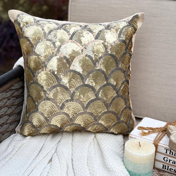 Cushion Cover, Decorative Grey 22"x22" (55x55 cm) Throw Pillow Covers, Art Silk Mermaid Scales Throw Pillows For Sofa, Abstract Pattern Modern Style - Singing Mermaid