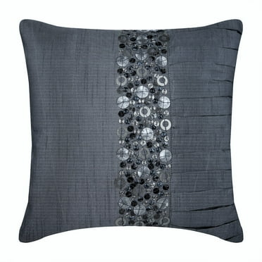 Cushion Cover For Couch, Grey Throw Pillow Cover Couch, Sequins Textured Pillow Cover, 14x14 inch (35x35 cm) Pillow Cover, Square Silk Throw Pillow Cover - Simple Treasures