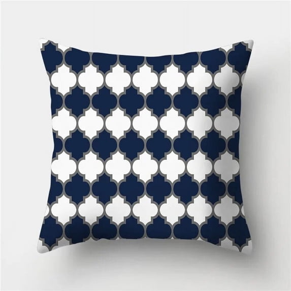 Cushion Cover Geometric Pattern Polyester Blue Grey Pillowcase Upholstery Sofa Throw Pillow Home Decor