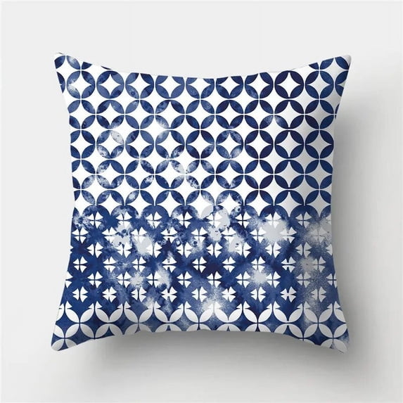 Cushion Cover Geometric Pattern Polyester Blue Grey Pillowcase Upholstery Sofa Throw Pillow Home Decor