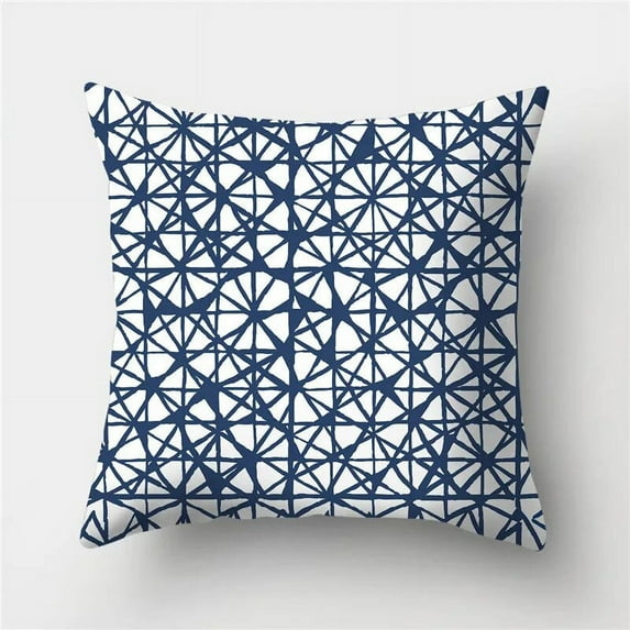 Cushion Cover Geometric Pattern Polyester Blue Grey Pillowcase Upholstery Sofa Throw Pillow Home Decor