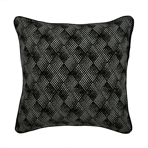 Cushion Cover For Sofa, Black Throw Pillow Cover, 18 x 18 Pillow Cover, Jacquard Weaveed Couch Pillow, Fabric Pillow Cover, Black Pillow Cover 18x18 inch (45x45 cm) - Sanity Illusions