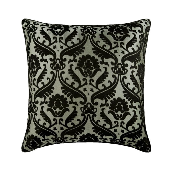 Cushion Cover Sofa, Euro Sham Cover, 26x26 inch (65x65 cm) Burnout Velvet Euro Sham case, Square Black & Grey Throw Euro Shams Cover, Couch Cushion Cover, Damask - Victorian Black