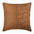thumbnail image 1 of Cushion Cover Sofa, Gold Decorative Pillow Cover, Basket Weave Pintucks Pillow Cover, 14x14 inch (35x35 cm) Cushion Cover, Square Silk Pillowcase, Contemporary - Gold Brown Bricks, 1 of 5