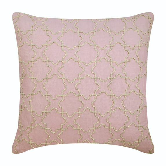 Cushion Cover Sofa, Pink Throw Pillow Cover, Jute Lattice Trellis Pillow Cover, 14x14 inch (35x35 cm) Decorative Pillow Cover, Square Cotton Linen Pillow Cover, Geometric - Pink Italy