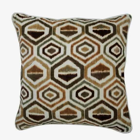 Cushion Cover Sofa, Throw Pillows Cover, 14"x 14" Ikat Brown Printed Velvet Pillow Covers, Square Throw Pillows Cover, Brown Pillow Covers 14x14 inch (35x35 cm) - Honey Hexagon