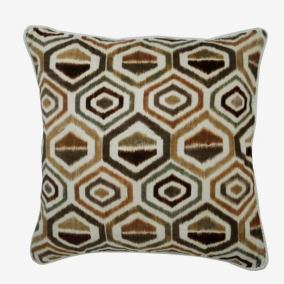 Cushion Cover Sofa, Throw Pillows Cover, 14"x 14" Ikat Brown Printed Velvet Pillow Covers, Square Throw Pillows Cover, Brown Pillow Covers 14x14 inch (35x35 cm) - Honey Hexagon