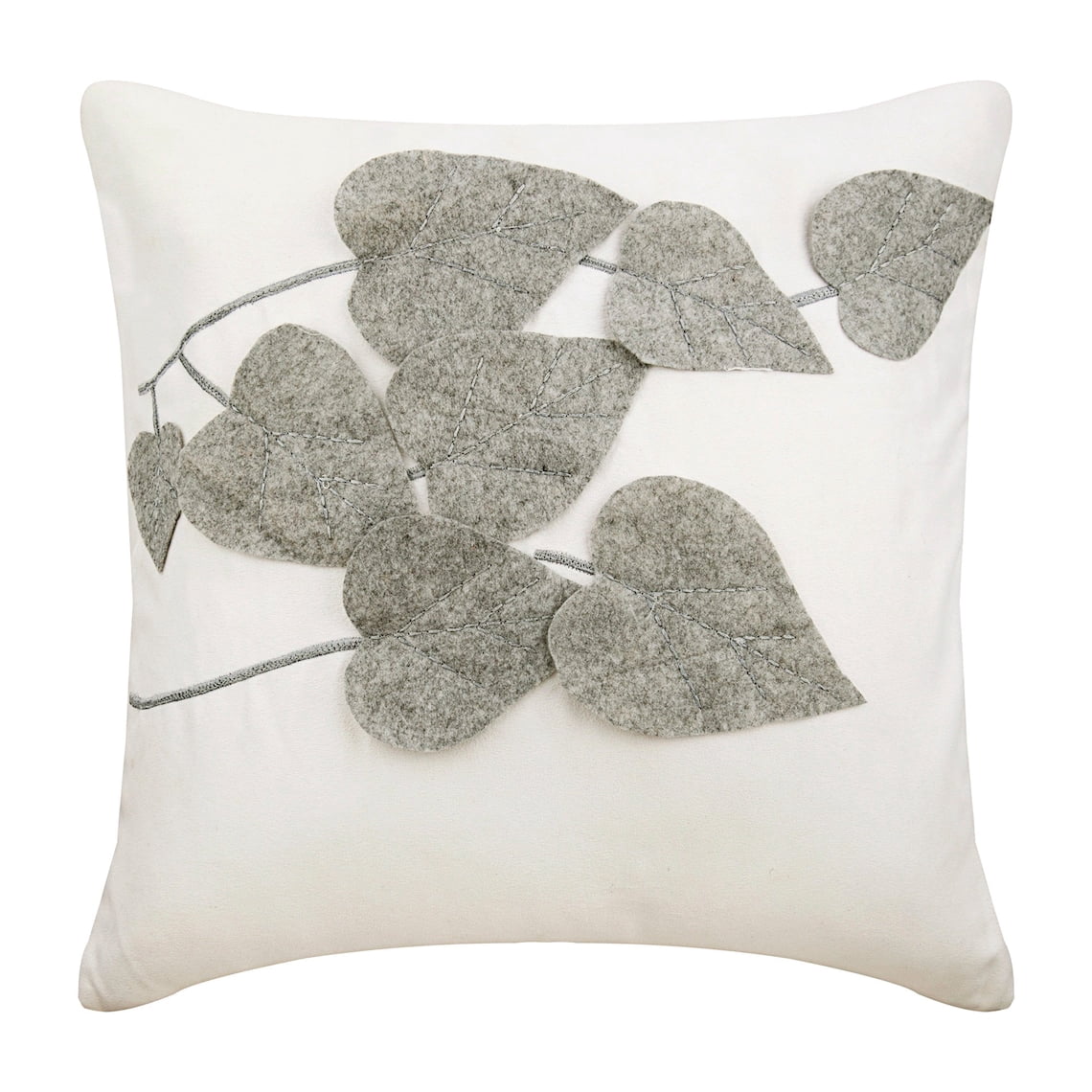 The HomeCentric Faux Suede Pillow Covers - Leaf Applique Tropical Design, Brown, Pack Of 2 (14x14 Inch)