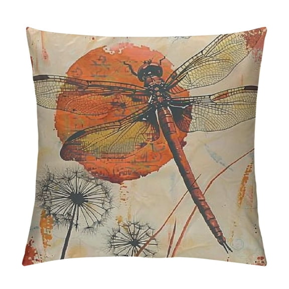 Cushion Cover Vintage Leave Dragonfly Square Decorative Pillowcase Throw Pillow Case Double Sided Valentine's Day Home Decoration