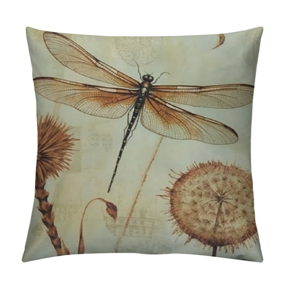 Cushion Cover Vintage Leave Dragonfly Square Decorative Pillowcase Throw Pillow Case Double Sided Valentine's Day Home Decoration