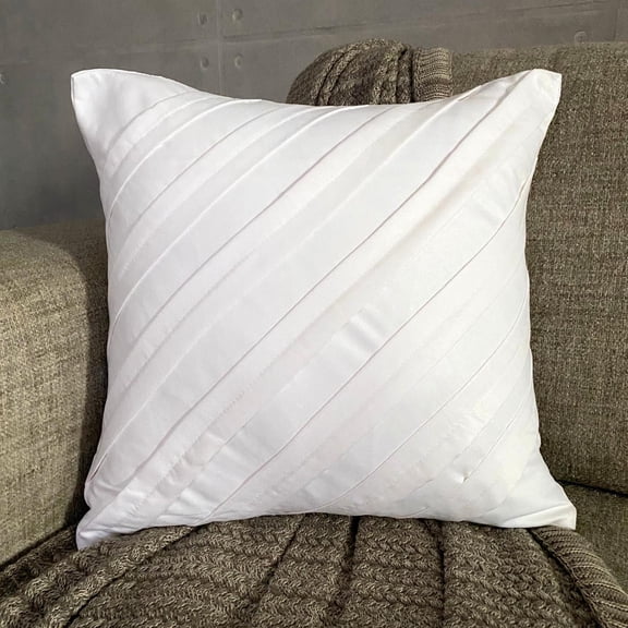 Cushion Cover, White Pillow Shams, Textured Pintucks Solid Pillow Sham, 24x24 inch (60x60 cm) Pillow Sham, Square Faux Suede Pillow Sham, Contemporary Pillow - Contemporary White