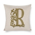 thumbnail image 1 of Cushion Covers Beautiful Gold Floral Monogram Initial R Custom Modern Pillow Cover Personalized Initial Letter Couch Pillow Covers 16"x16" Pillow Case Farmhouse Rustic Cushion Case for Sofa Couch, 1 of 7