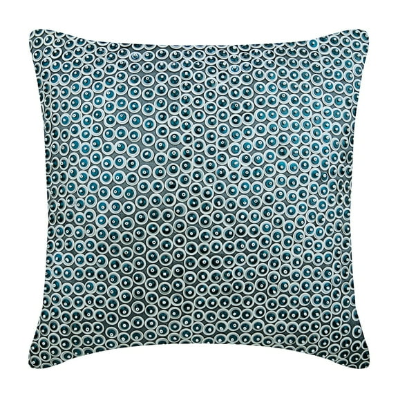 Cushion Covers, Blue Throw Pillow Cover Couch, Dotted Sequins Sparkly Glitter Pillow Cover, 18x18 inch (45x45 cm) Pillow Cover, Square Silk Pillow Cover, Geometric - Metal Daze