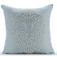 thumbnail image 1 of Cushion Covers For Chairs, French Wedding - 12x12 Inches Square Decorative Throw Pillow Cover Dull Light Blue Silk Pillow Cover With Beaded Embroidery, 1 of 4