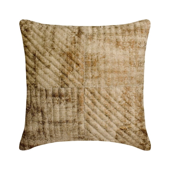 Cushion Covers, Copper 22"x22" (55x55 cm) Throw Pillows, Linen Patchwork, Foil & Quilted Throw Pillows For Couch, Striped Pattern Modern Style - Copper Lane