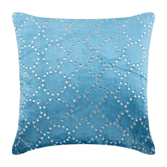 Cushion Covers For Couch, Blue Decorative Pillow Covers For Couch 16x16 inch (40x40 cm), Velvet Pillow Covers, Abstract, Crystal, Rhinestone, Pattern - Aqua Blue Velvet Crystal