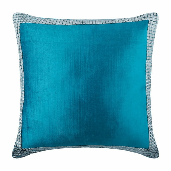 Cushion Covers For Couch, Decorative Pillow Covers 20x20 inch (50x50 cm) Blue, Velvet Throw Pillow Covers, Handmade Pillow Covers, Bordered Throw Pillow Covers - Silver Studded Blue