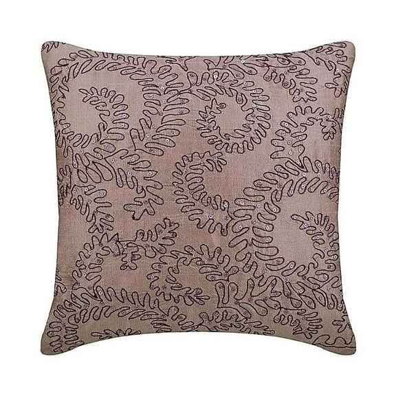 Cushion Covers For Couch, Purple Decorative Pillow Covers 16x16 inch (40x40 cm), Silk Throw Pillows For Couch, Nature & Floral, Ivy, Embroidery, Contemporary Pillowcase&nbsp; - Purple Ivy