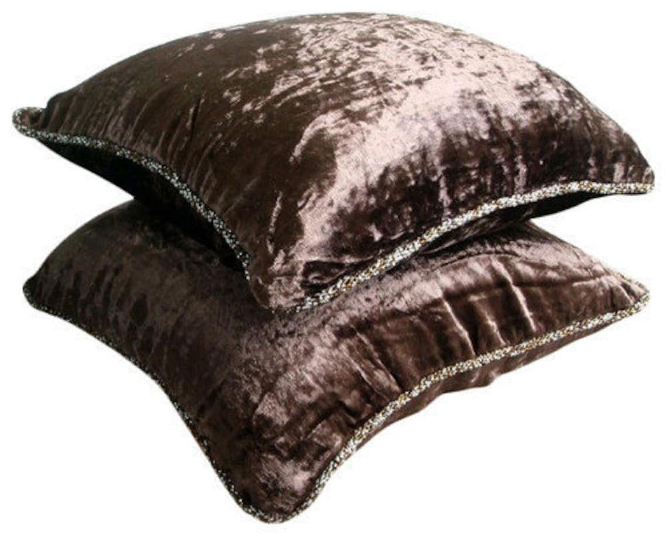 Cushion Covers, Dark Brown Throw Pillows For Couch 16x16 inch (40x40 cm), Velvet Designer Fabric Pillow Covers, Solid Color, Contemporary Decorative&nbsp;Toss - Dark Chocolate Shimmer