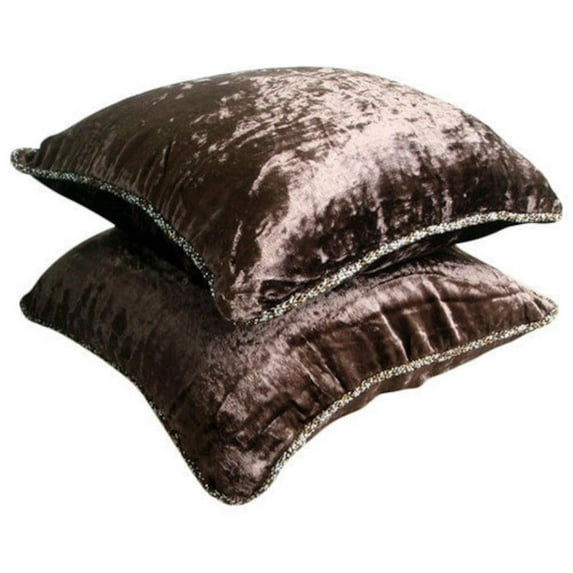 Cushion Covers, Dark Brown Throw Pillows For Couch 16x16 inch (40x40 cm), Velvet Designer Fabric Pillow Covers, Solid Color, Contemporary Decorative Toss - Dark Chocolate Shimmer
