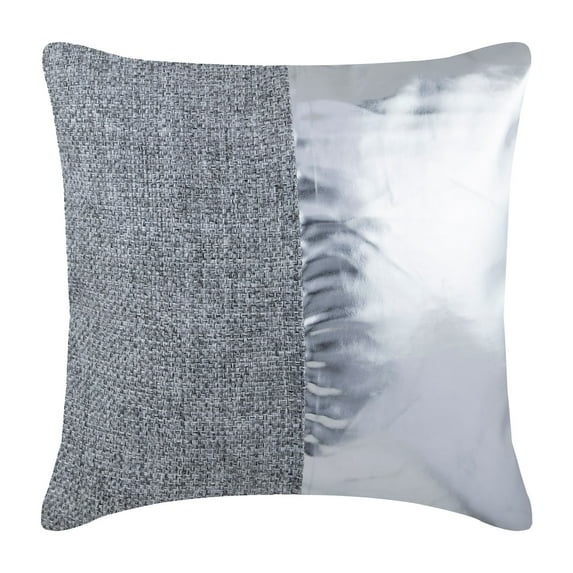 Cushion Covers, Decorative Pillow Covers 20x20 inch (50x50 cm) Silver, Faux Leather Throw Pillow Covers, Handmade Pillow Covers, Patchwork Pillow Cover, Contemporary - Now And Ever