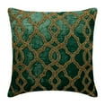 thumbnail image 1 of Cushion Covers, Decorative Teal Green 22"x22" (55x55 cm) Throw Pillow Cover&nbsp;For Sofa, Velvet Trellis, Lattice & Beaded Pillowcase&nbsp;With Zipper, Geometric Pattern Modern - Royal Crown, 1 of 3